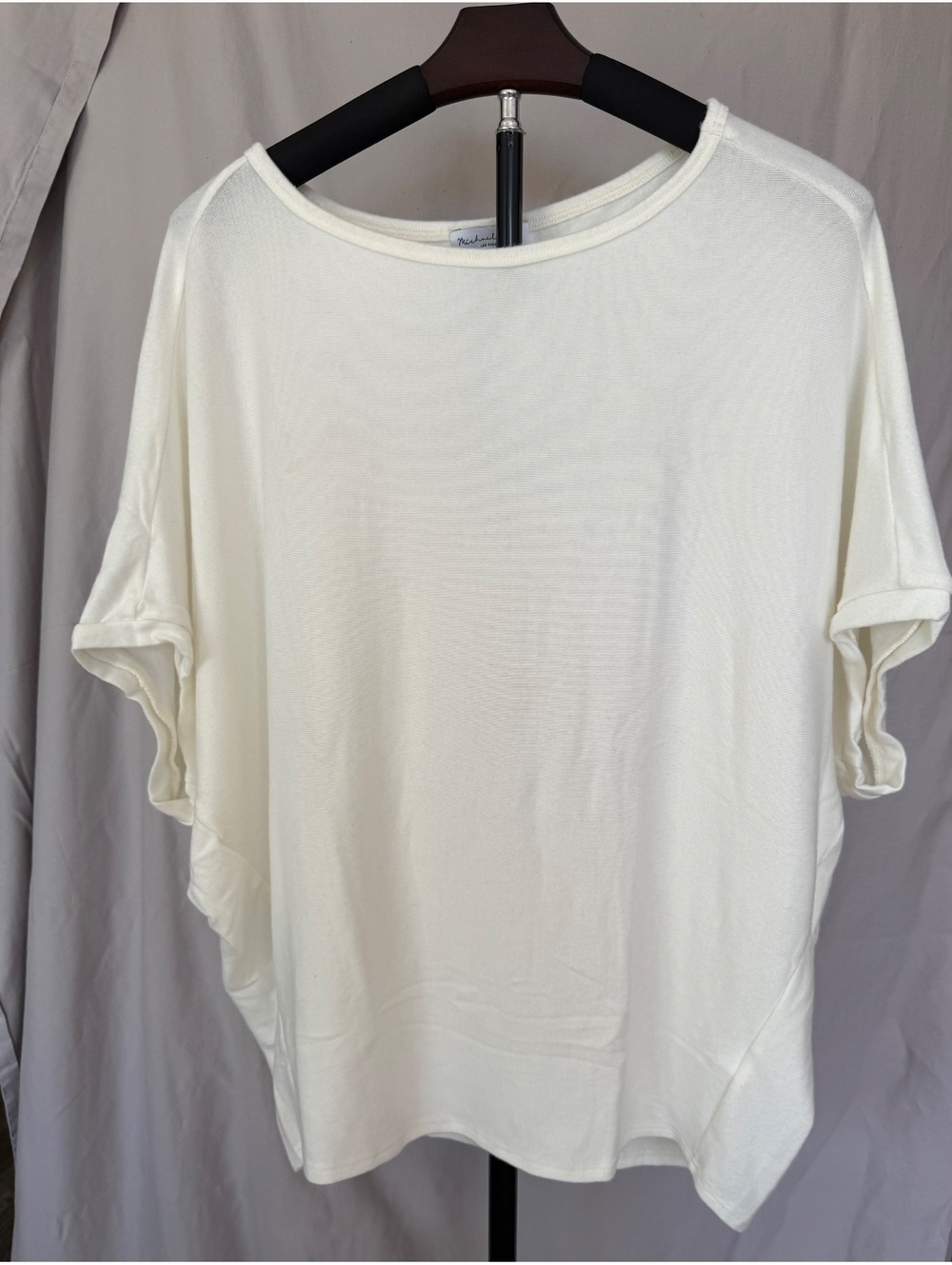 Michael Stars Verna Dolman Sleeve Knit Top Womens XL Chalk Madison Jersey